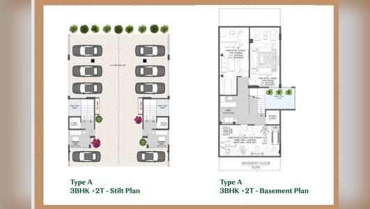 Avana Type A 3 BHK + 2T- Stilt Plan & Basement Plan